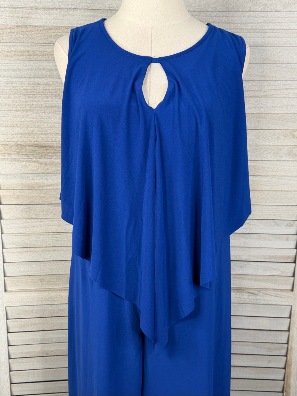 CAPSULE Women's Layered Cropped Wide Leg Sleeveless Jumpsuit Cobalt Blue-12 - Picture 2 of 4